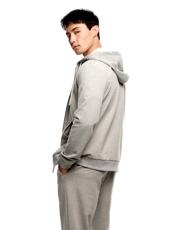 2-Way Logo Zip-up Hoodie_Grey