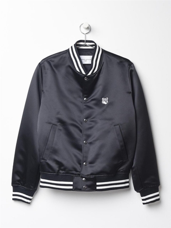 메종키츠네 폭스헤드 새틴 테디 재킷 KM02233WQ0052 BLACK