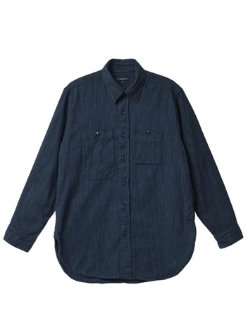 [엔지니어드 가먼츠] 코튼 플란넬 워크 셔츠 Navy Melange