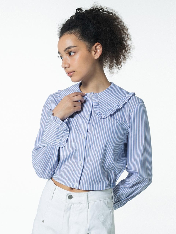 Ruffled Striped Shirt Stripe WBCSTP011ST