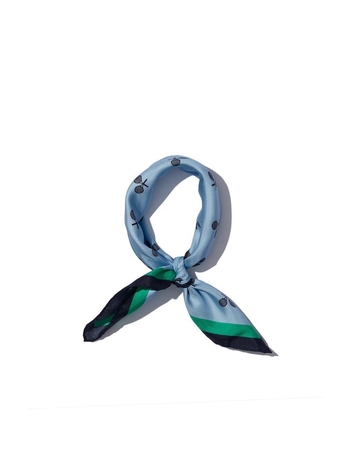 [KULE]THE SILK MISCHA TENNIS SCARF - SKY/NAVY/GR