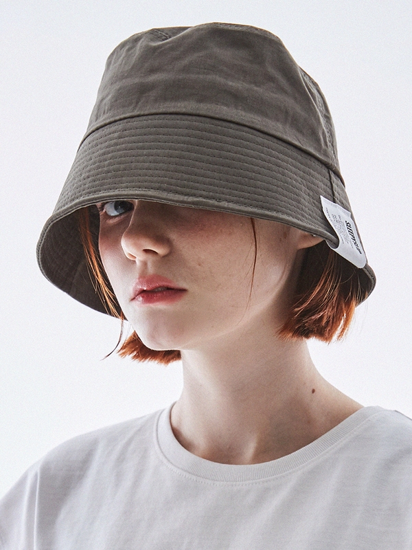 BASIC SOFT COTTON KHAKI BUCKET HAT