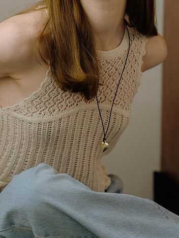 HA049 Volume heart long necklace