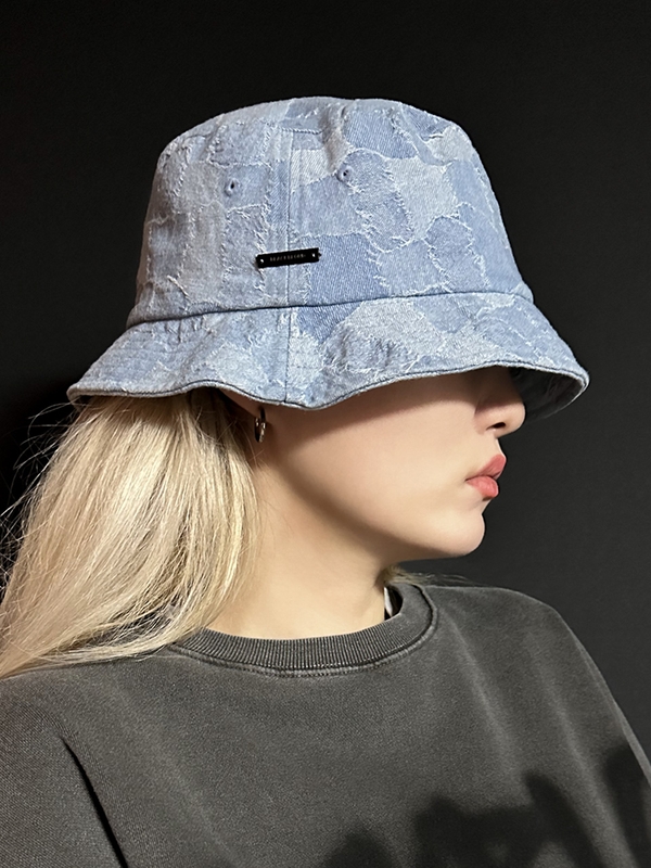 BBD Patchwork Denim Bucket Hat (Light Blue)