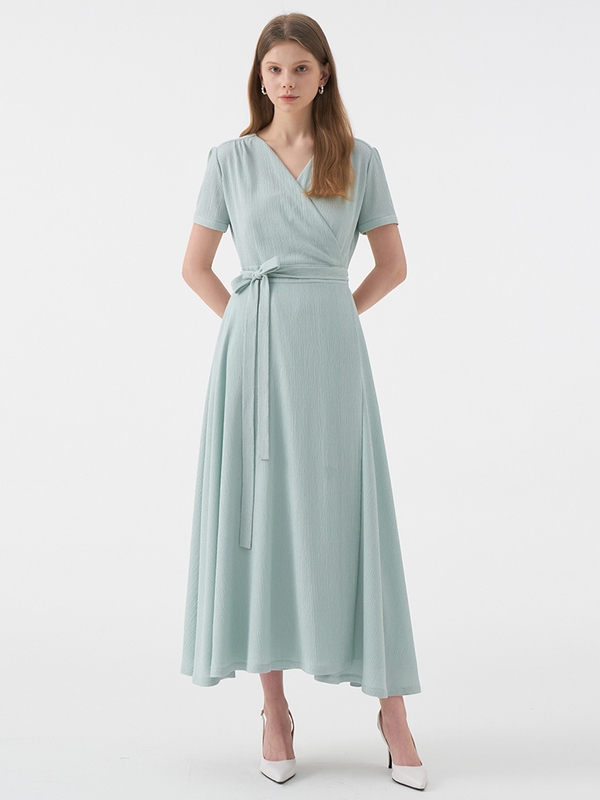 VIVIANA Short Sleeve Wrap Dress_Mint