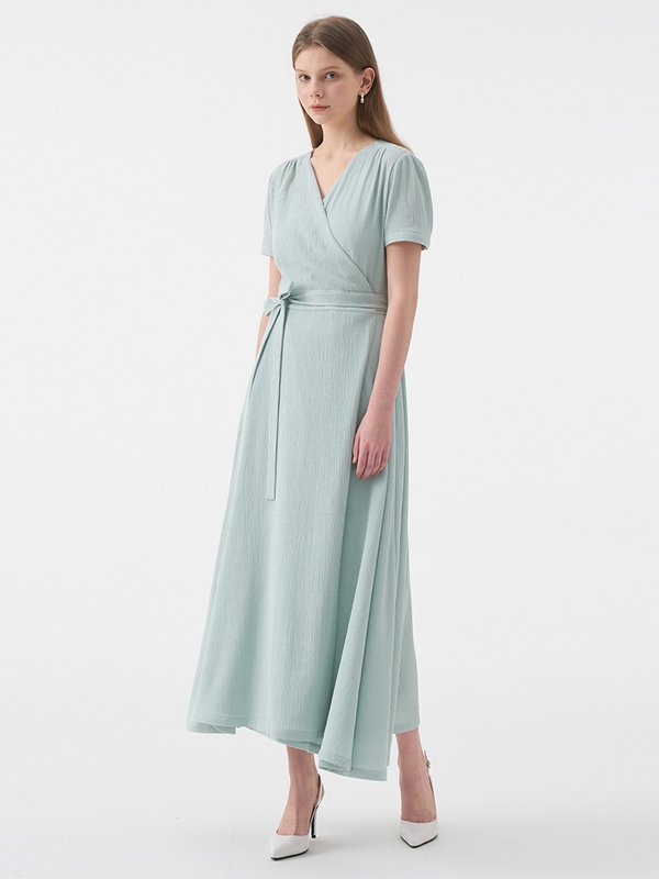 VIVIANA Short Sleeve Wrap Dress_Mint