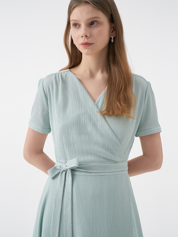 VIVIANA Short Sleeve Wrap Dress_Mint