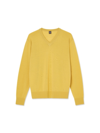 Silk Blended V-neck Sweater_Yellow