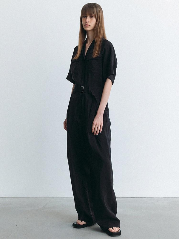 pocket belted jumpsuit (black)