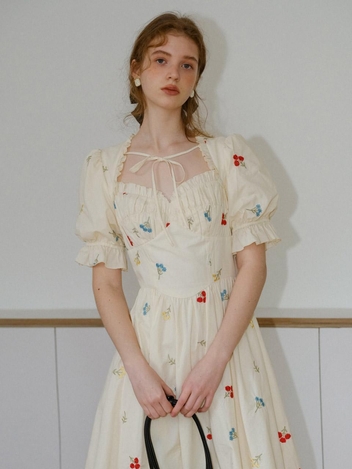 Cest_Colorful flower puff dress