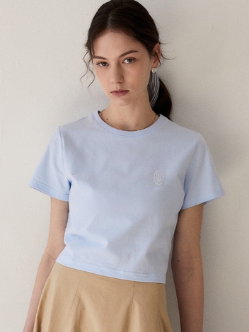 CLASSIC LOGO EMBROIDERY CROP T-SHIRT_SKY BLUE