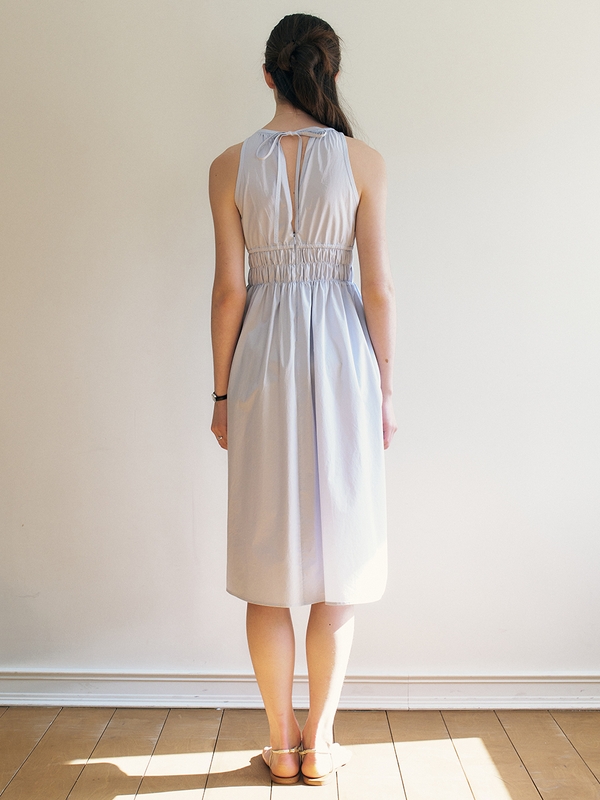 Giveny_Shirred Midi Waistband Dress_Sky Blue