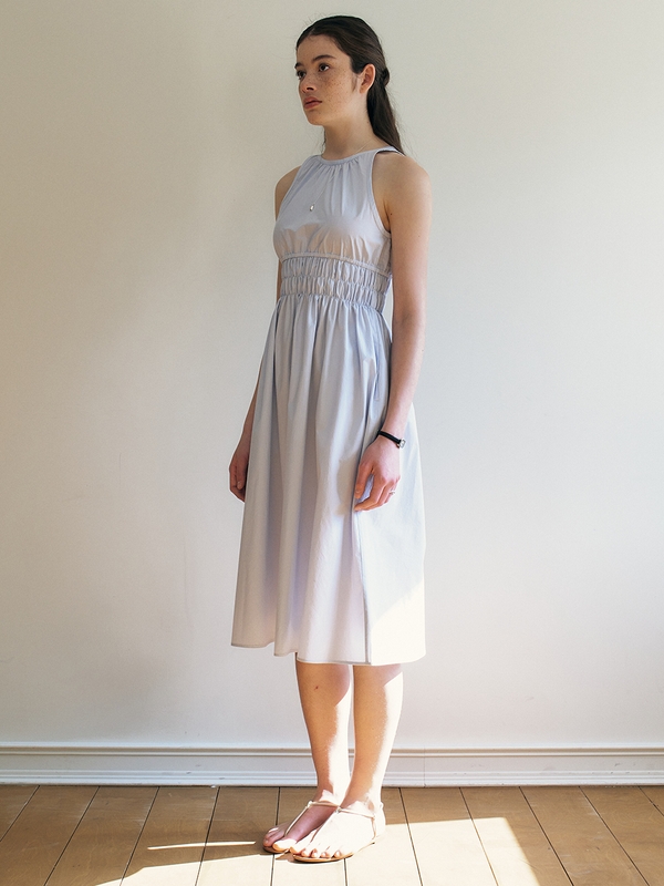 Giveny_Shirred Midi Waistband Dress_Sky Blue