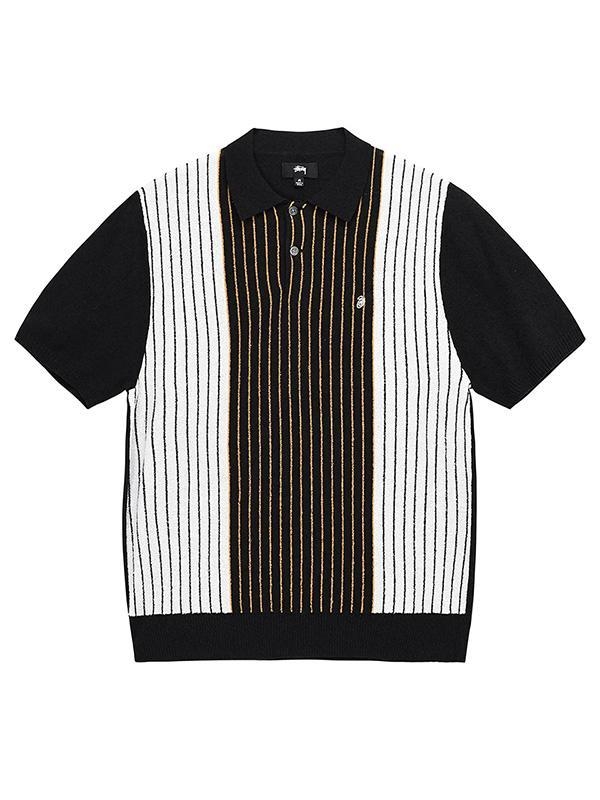 [해외] 스투시 TEXTURED SS POLO 반팔스웨터 블랙스트라이프