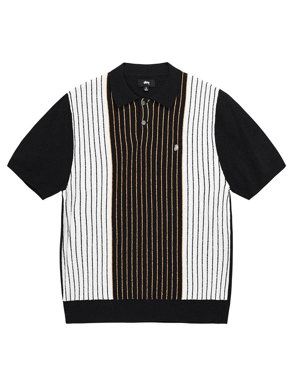 [해외] 스투시 TEXTURED SS POLO 반팔스웨터 블랙스트라이프