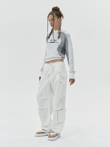 STRING WIDE CARGO PANTS / WHITE