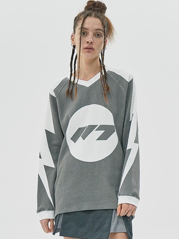 WAFFLE LIGHTNING TOP / GRAY