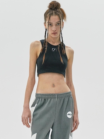 LOGO CROP TANK TOP / BLACK