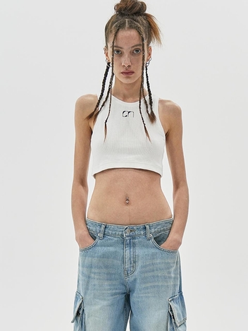 LOGO CROP TANK TOP / WHITE