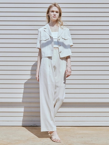 [HUNCH] [이영애 착용]Belted point pintuck wide pants (2color)