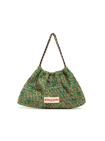 TWEED MUFFY wide chain bag - GREEN