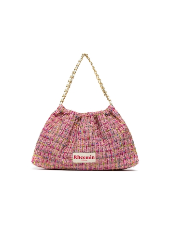 TWEED MUFFY wide chain bag - PINK