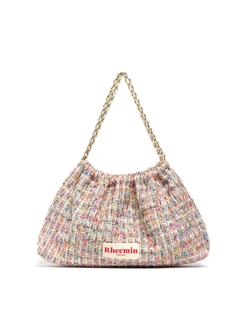 TWEED MUFFY wide chain bag - IVORY