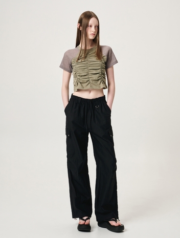 Eyelet Pocket 2-Way Cargo Pants, Black