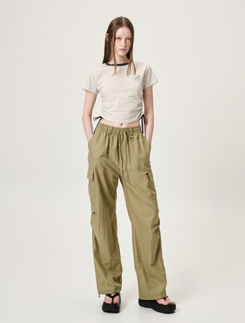 Eyelet Pocket 2-Way Cargo Pants, Khaki