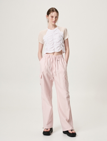 Eyelet Pocket 2-Way Cargo Pants, Pink