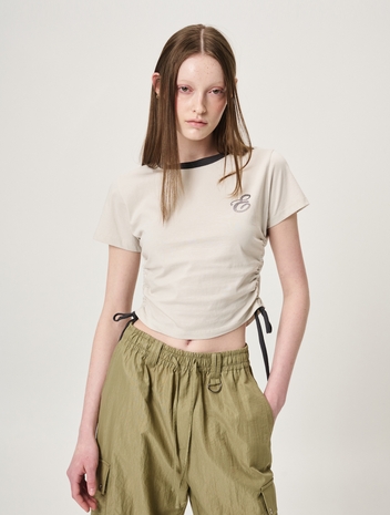 Side String Gradation Logo T-Shirt, Ash Grey