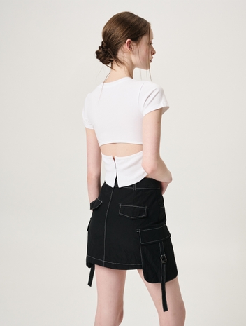 Strap Cargo Mini Skirt, Black