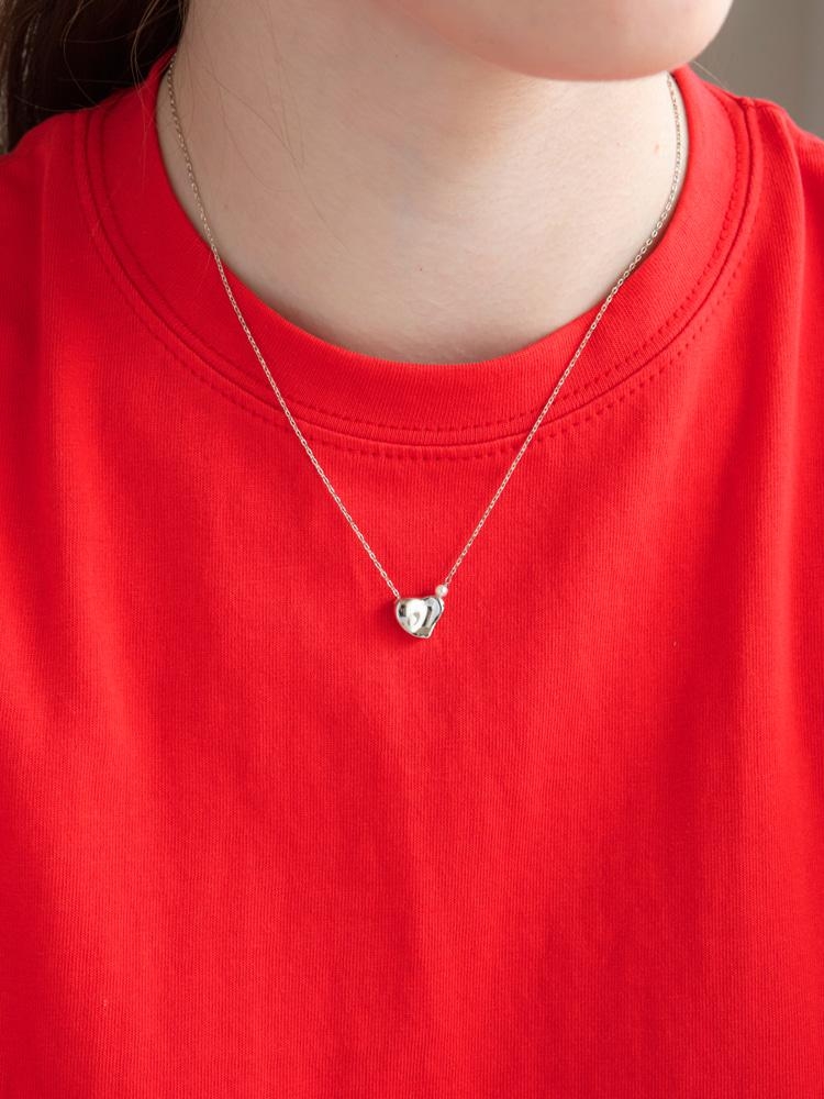 Love Heart Silver Necklace 러브 하트 실버 목걸이