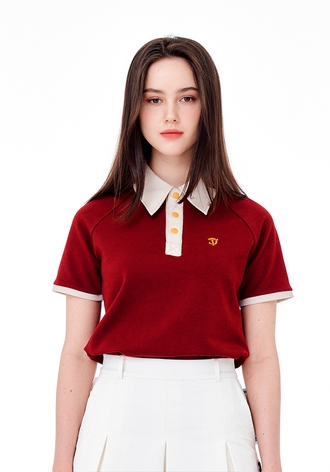 [CELLTY] CONTRAST WAFFLE HALF SLEEVE-WI