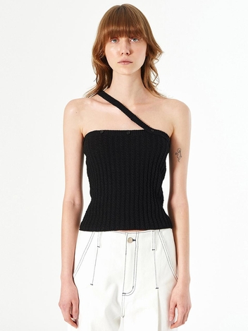 STRAP BUTTON TUBE TOP_BLACK