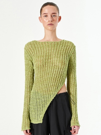 NETTING SLIT KNIT_LIME