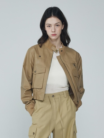 헴 밴딩 포켓 항공 점퍼 (브라운)