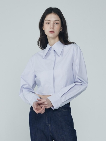 빅 카라 크롭 롱슬리브 셔츠 (라벤더)