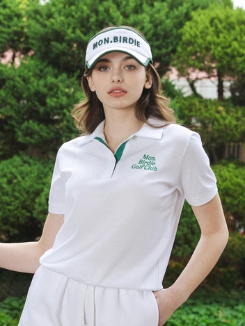 MONBIRDIE GOLF CLUB PK 스냅오픈넥 카라반팔 티셔츠 WHITE