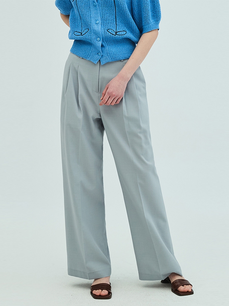 Summer two-tuck wide pants_Grey