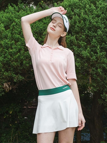 MONBIRDIE LOGO WAIST E-BAND 스포티 스커트 WHITE