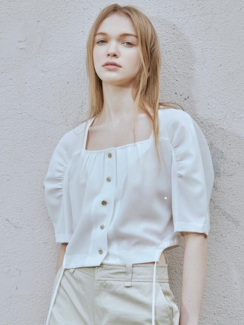 [HUNCH] Volume sleeve crop blouse (2color)