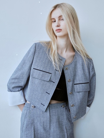[HUNCH] Unique herring bone cuffs jacket