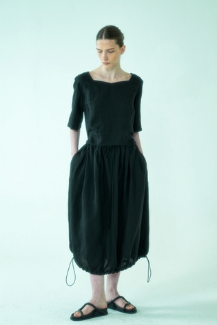 Dress Blouson Half Sleeve Black