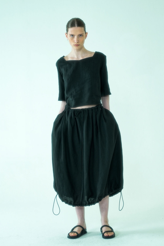 Dress Blouson Half Sleeve Black