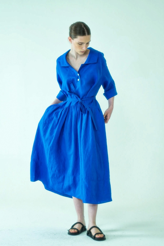 Dress Polo Pleat Sunny Blue