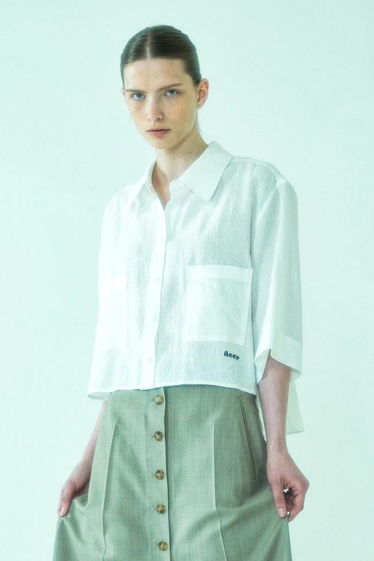 Shirts Crop Linen White