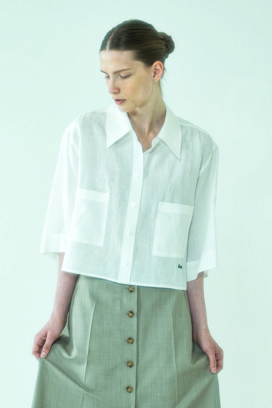 Shirts Crop Linen White