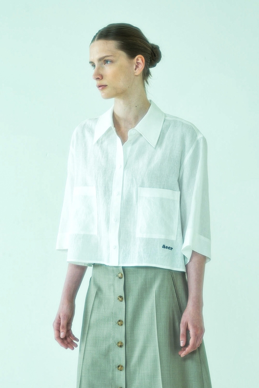 Shirts Crop Linen White