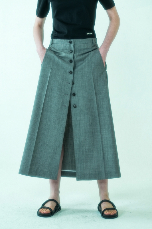 Skirt Button Summer Gray